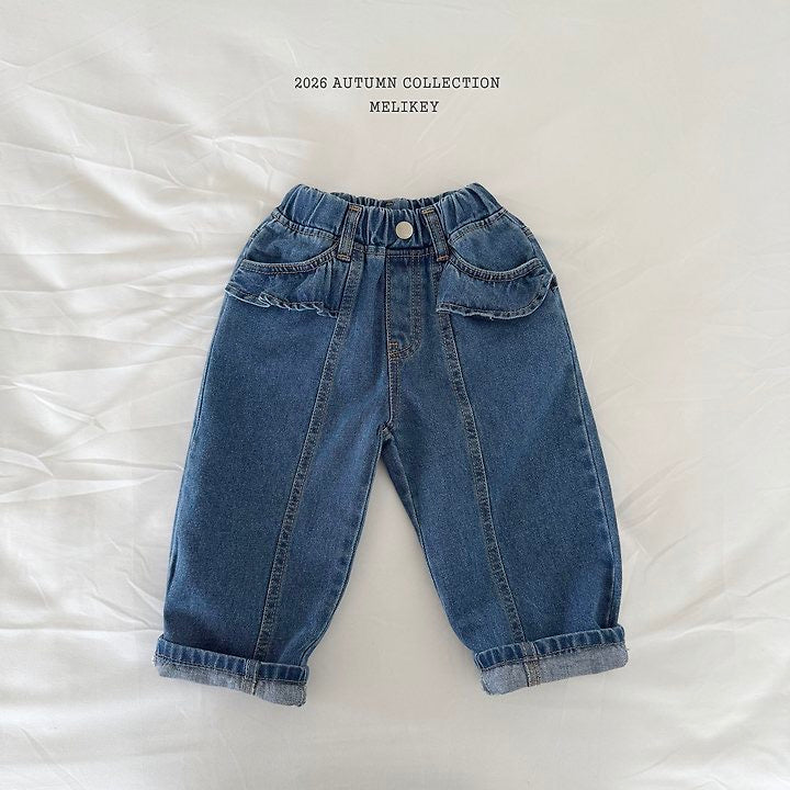 Frill Panel Denim Pants-melikey-46