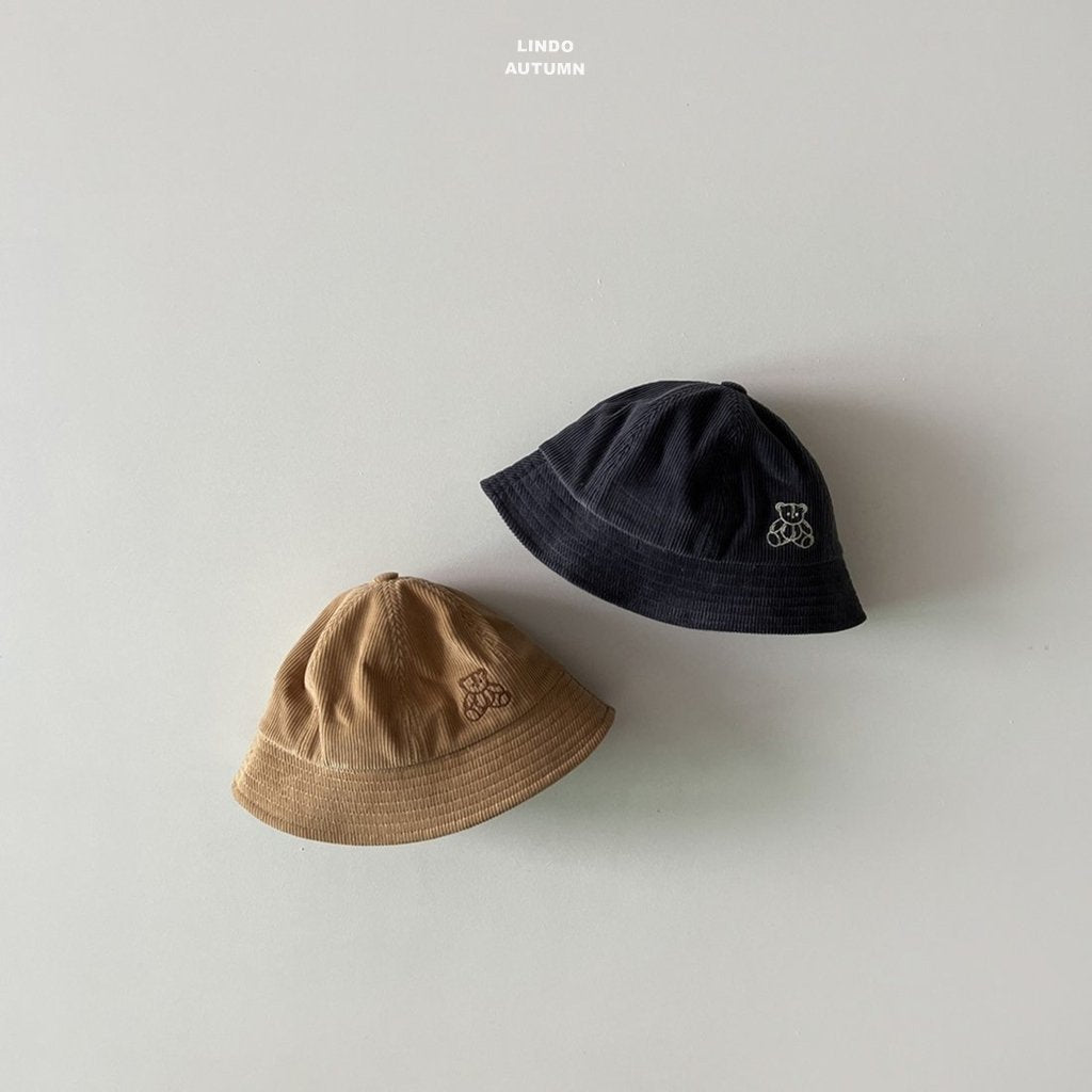 Teddy Bear Corduroy Bucket Hat-LINDO-42
