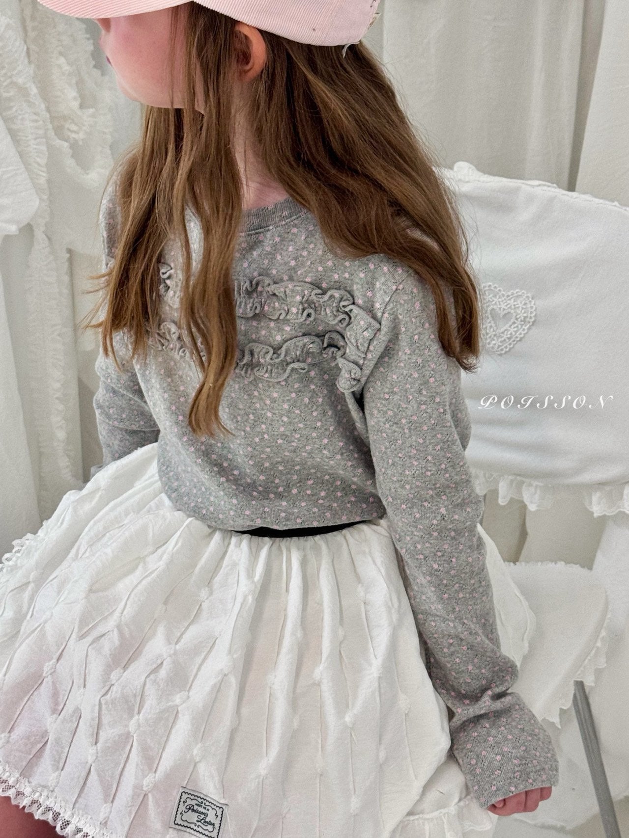 Eyelet Frill T-Shirt-POISSON-30