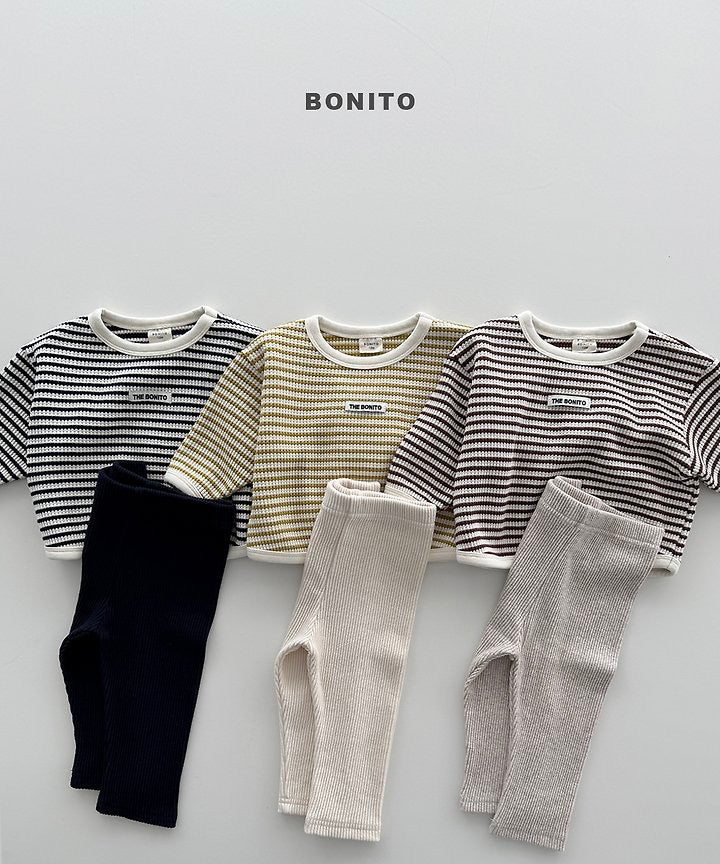 Stripe Waffle Leggings Set-BONITO-61