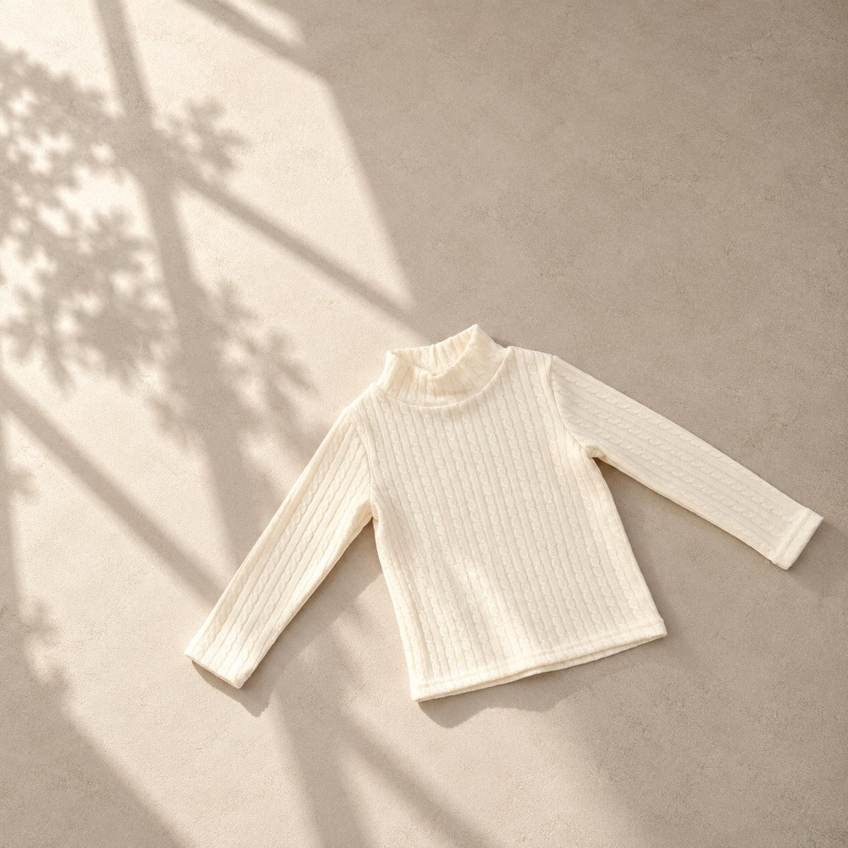 Cable Knit Mock Neck Tee-FLOWER.J-3