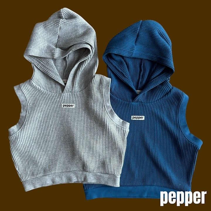 Waffle Hooded Vest-pepper-38