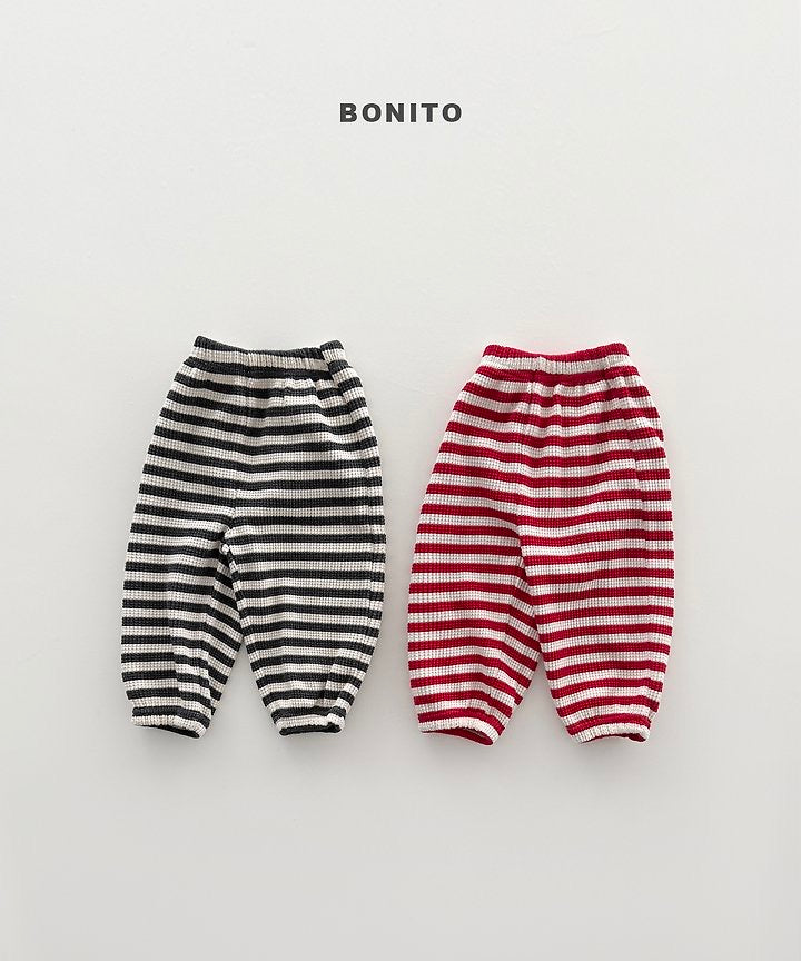 Stripe Waffle Jogger Pants-BONITO-62