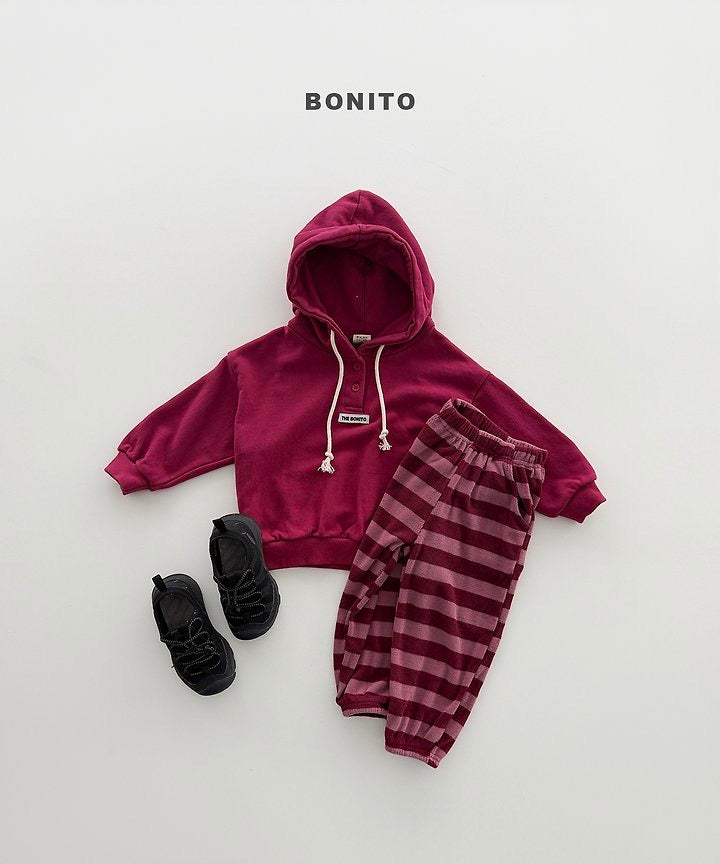Button Placket Hoodie - BONITO - 026