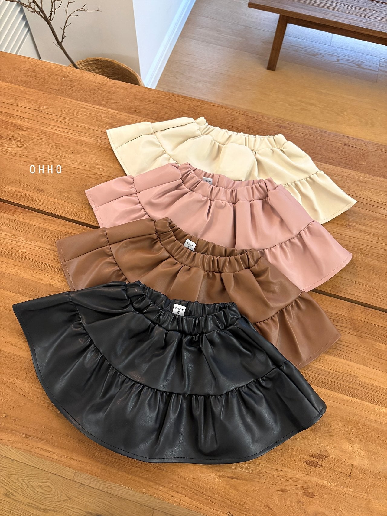 Leather Shirring Skirt-ohho-10