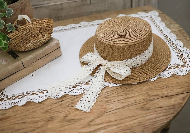 Maizy Lace Straw Hat-FLO-43