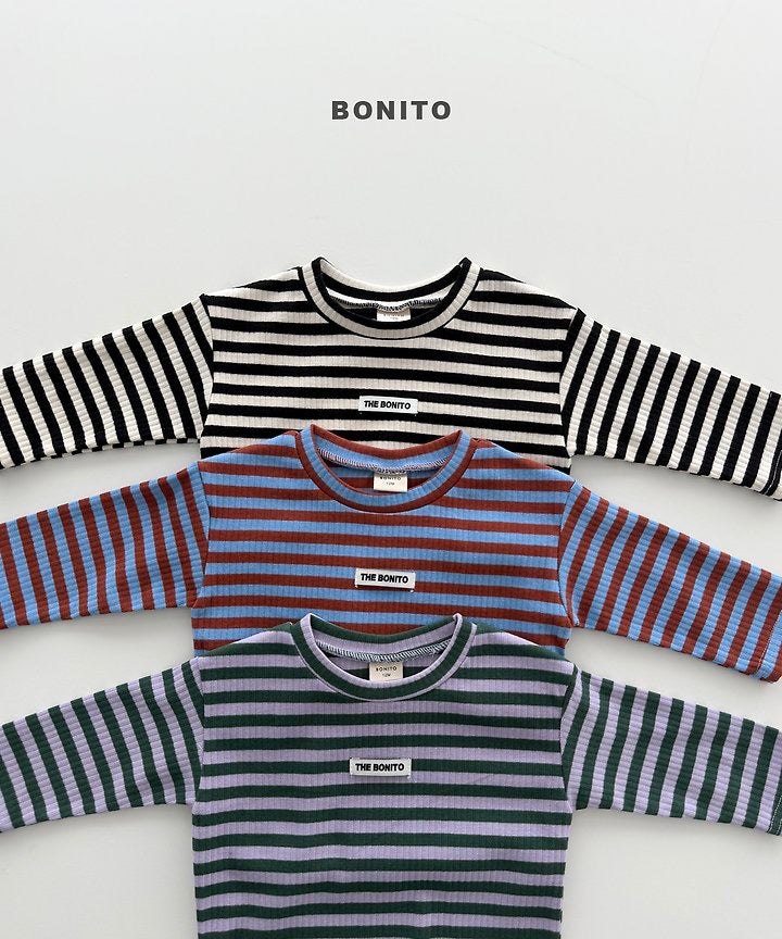 Two-Tone Stripe Rib T-Shirt-BONITO-65