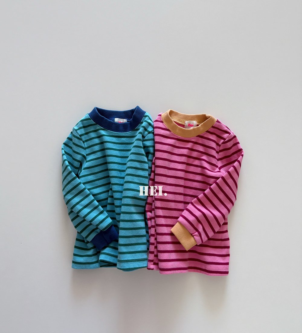 Stripe Matching T-Shirt-Hei-10