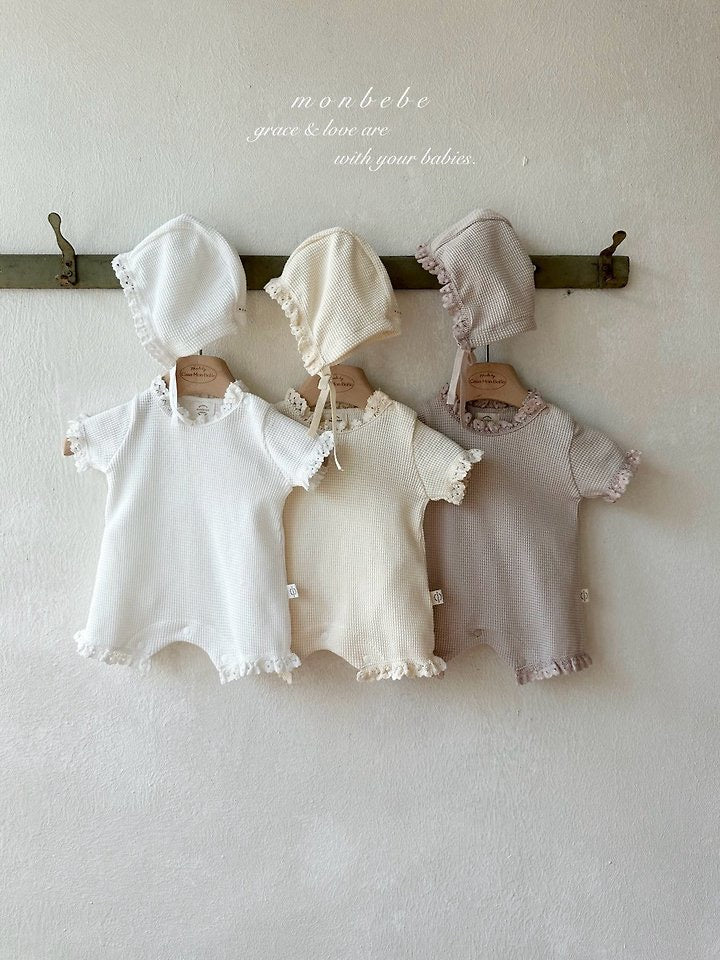 summer waffle suit with bonnet / monbebe -50
