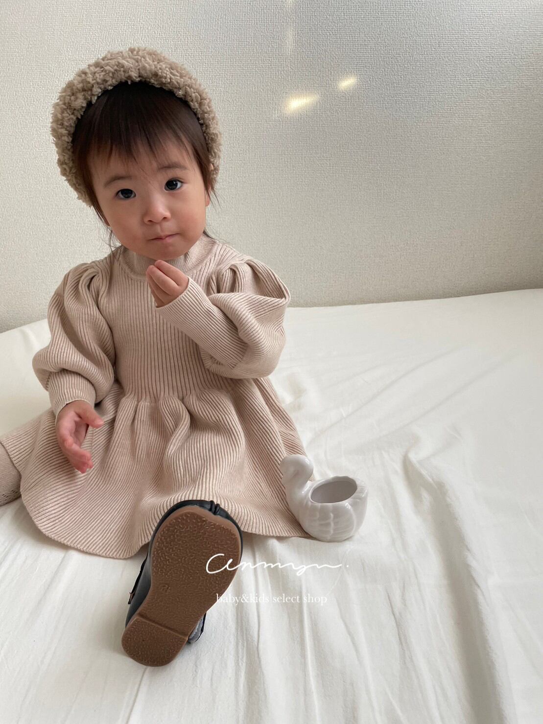 ｜即納｜puff sleeve knit ops by anmyu