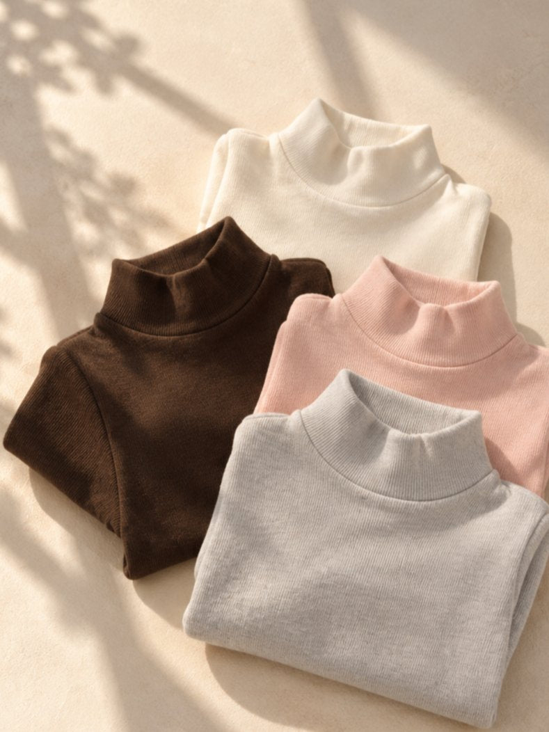 Mock Neck Long-Sleeve T-Shirt-FLOWER.J-4