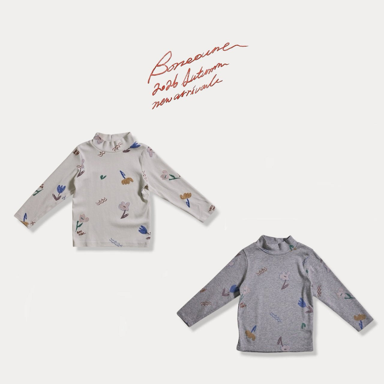 Cello Flower Rib Mock Neck T-Shirt-boneoune-54