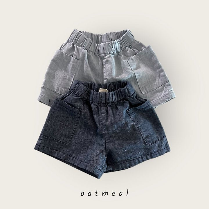 Pocket Denim Shorts - oatmeal - 8