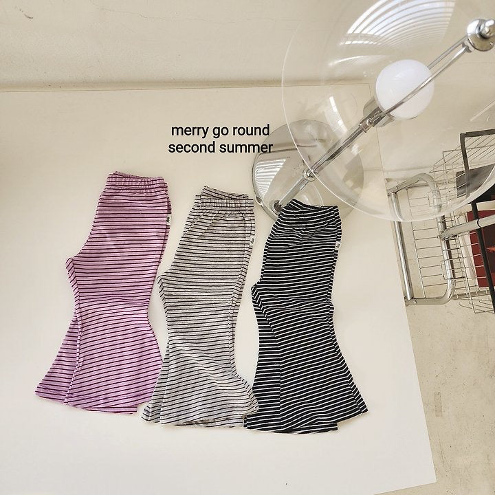 Loose Fit Stripe Bootcut Pants-merry go round-2-5