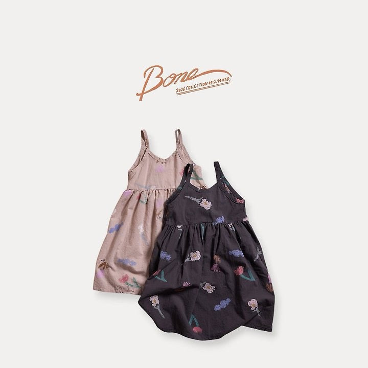 Cray Flower Strap Dress / boneoune -64