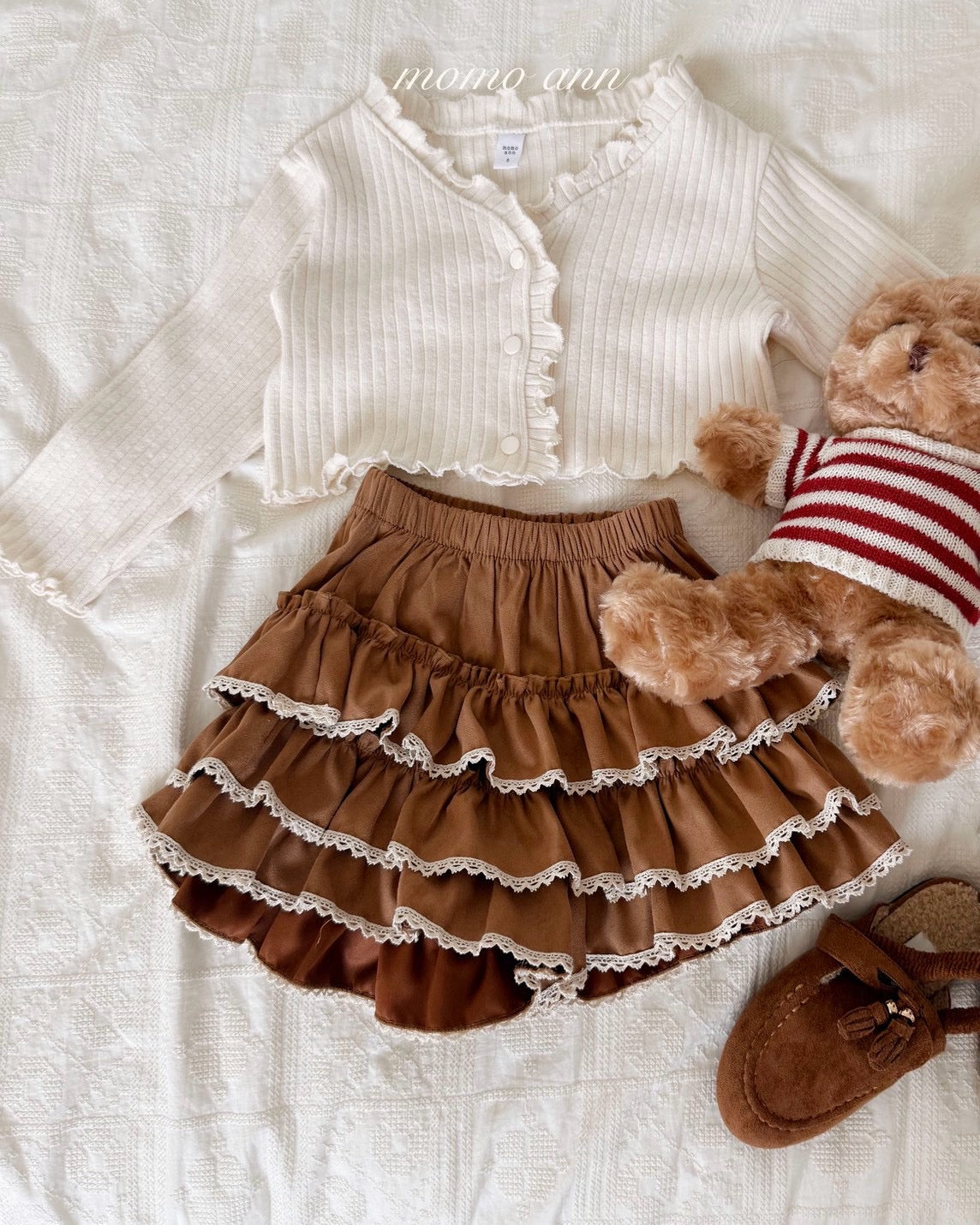 Suede Tiered Skirt pants-momoann-10
