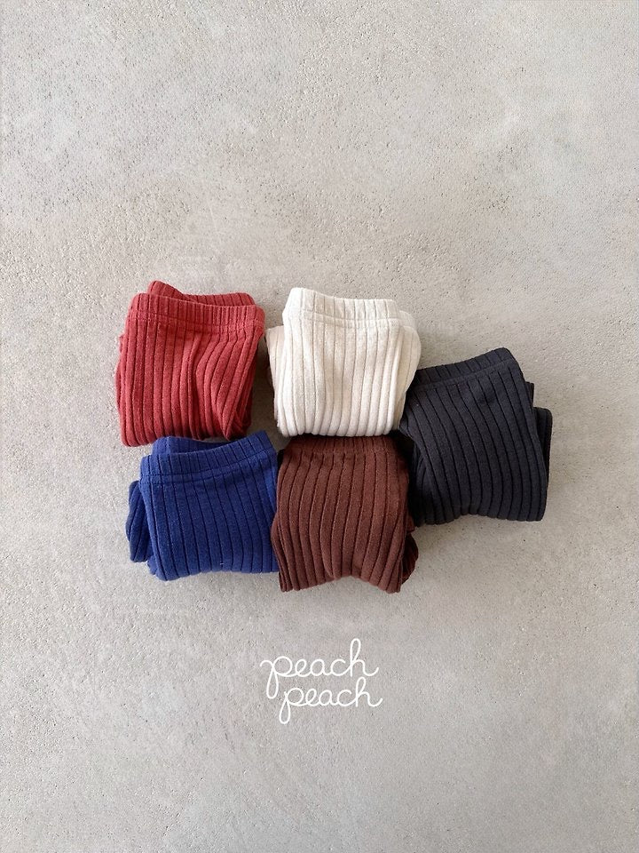 Bonbon Rib Leggings-peach peach-24