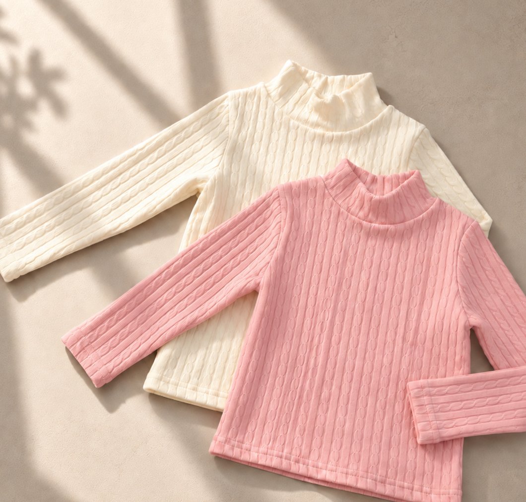 Cable Knit Mock Neck Tee-FLOWER.J-3