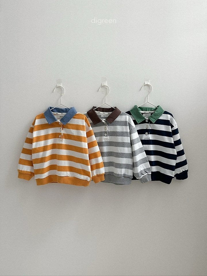 striped collar sweatshirt-digreen-34