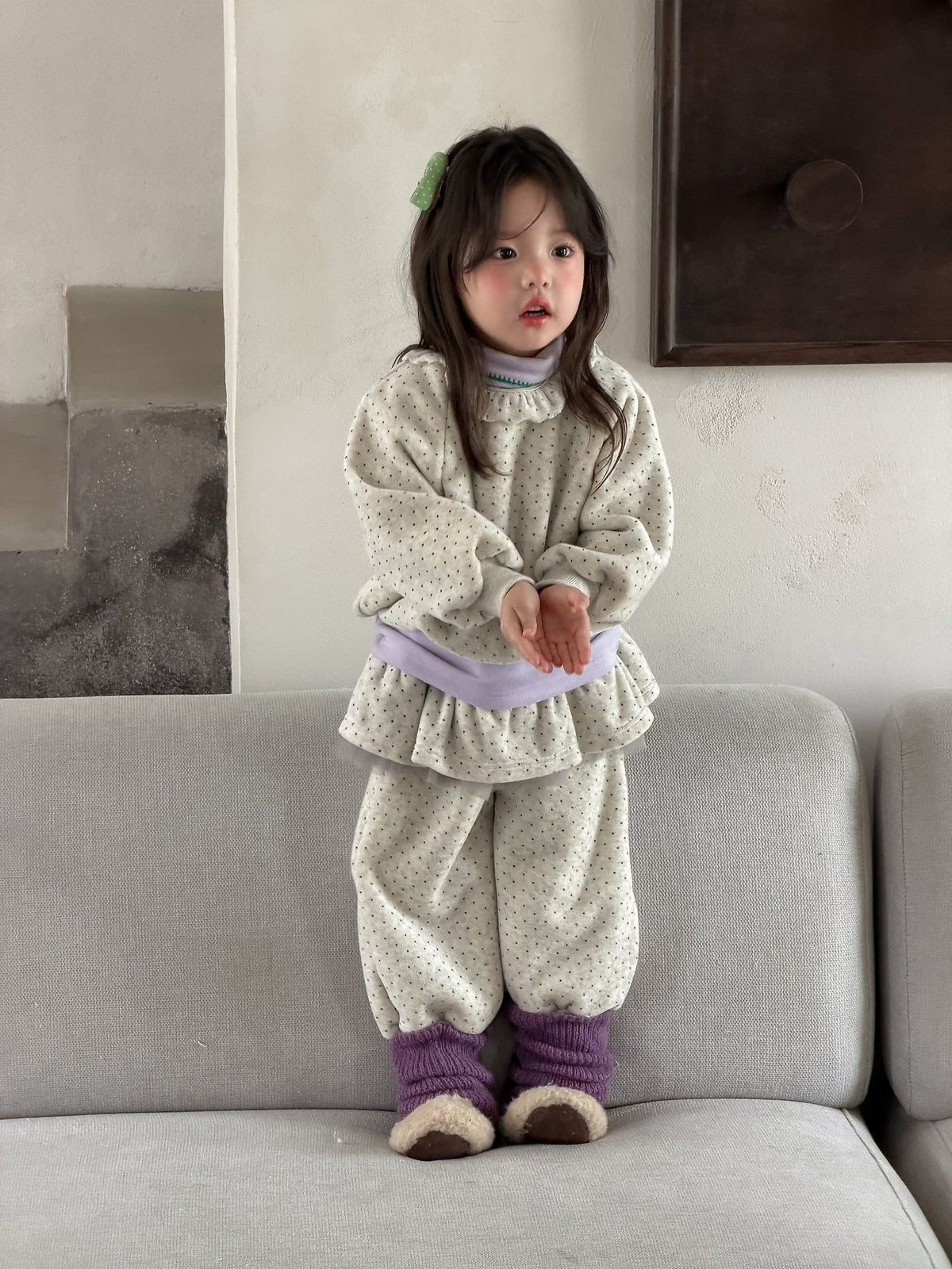 Yoyo Brushed Fleece Two-Piece Set-aiai-87