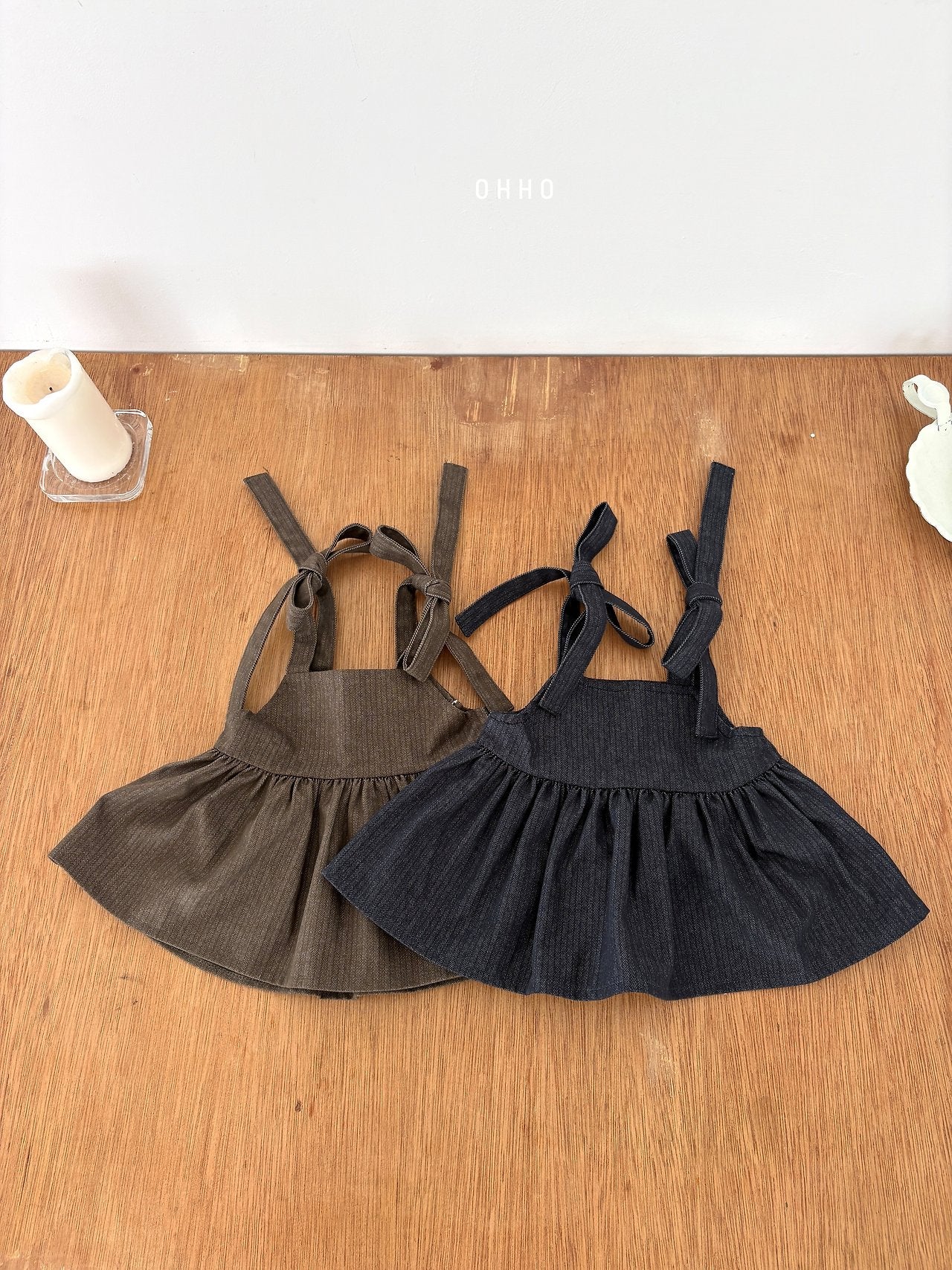 Herringbone Denim Strap Blouse-ohho-18