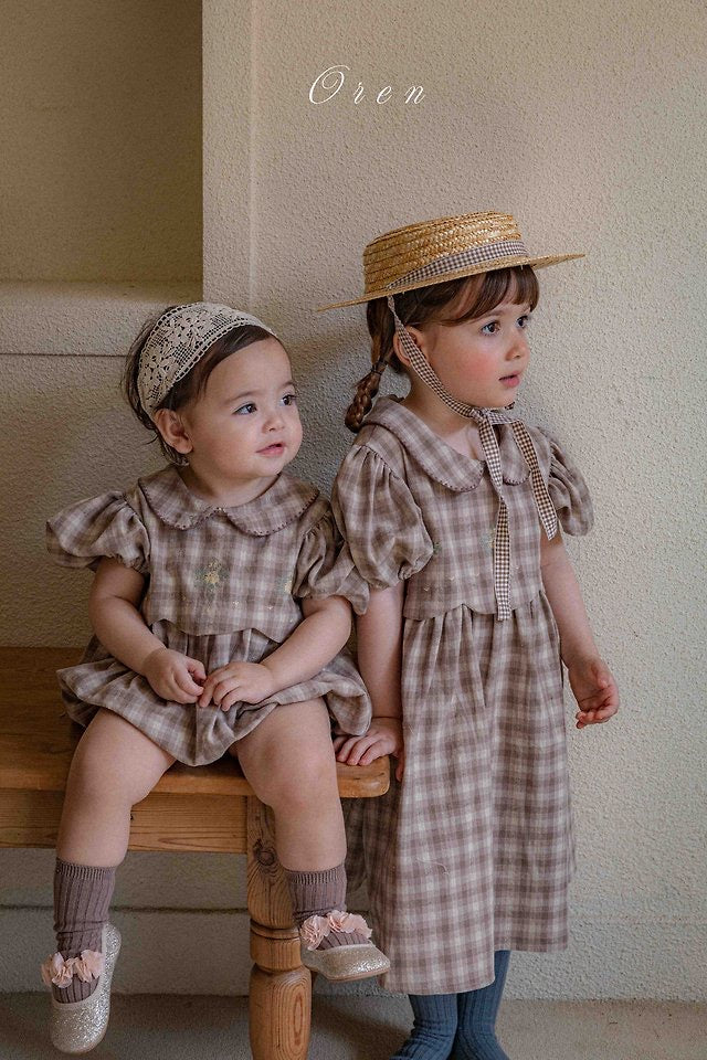 toa embroided check onepiece - OREN / 3-28