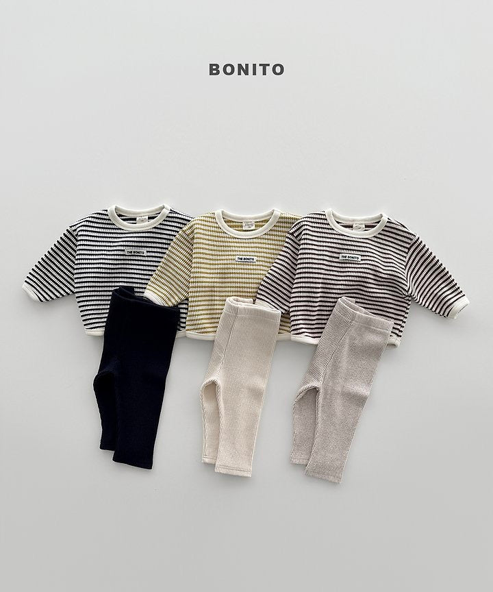 Stripe Waffle Leggings Set-BONITO-61