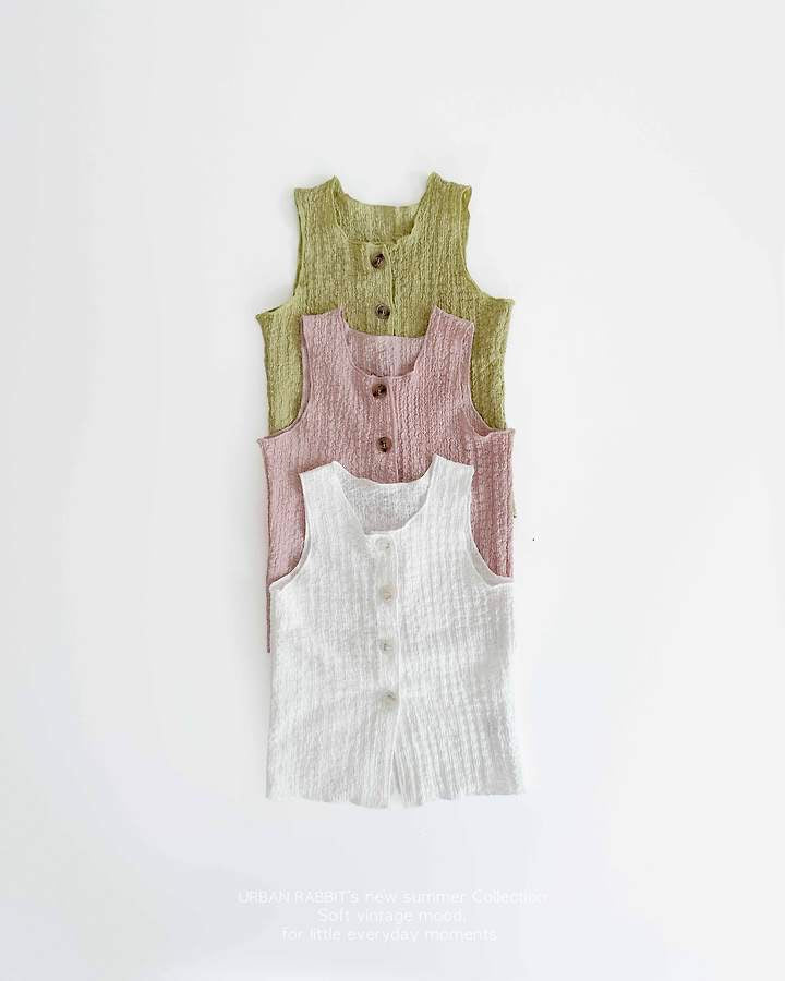 Crinkle Button Sleeveless Top-URBAN RABBIT-8