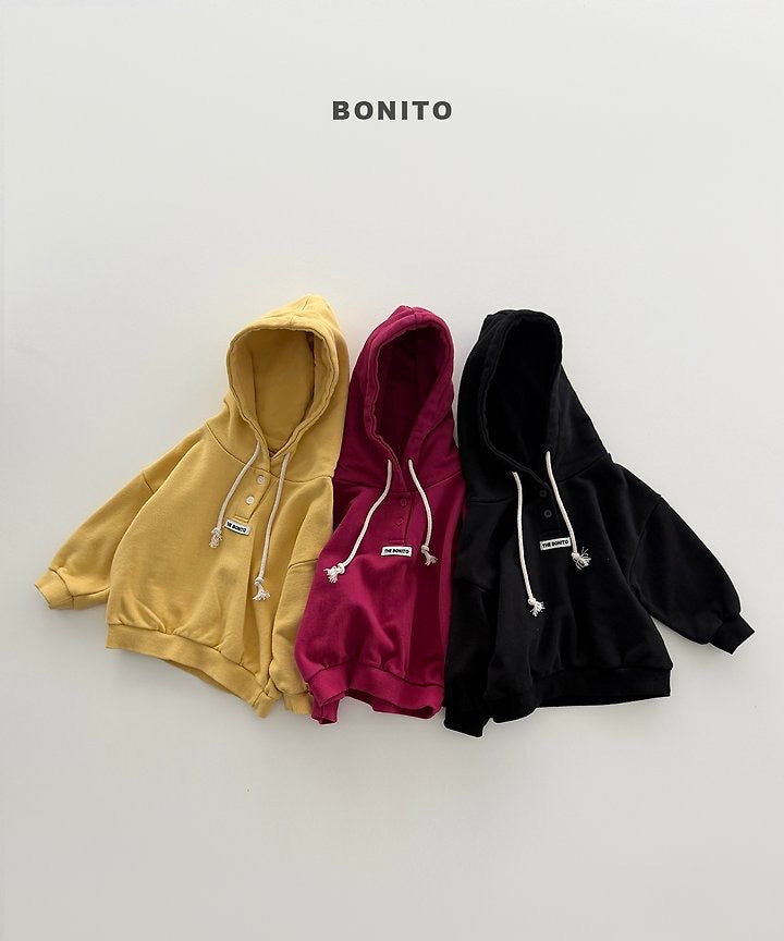 Button Placket Hoodie - BONITO - 026