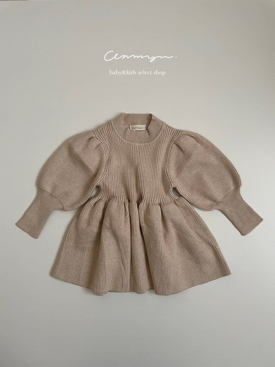 ｜即納｜puff sleeve knit ops by anmyu