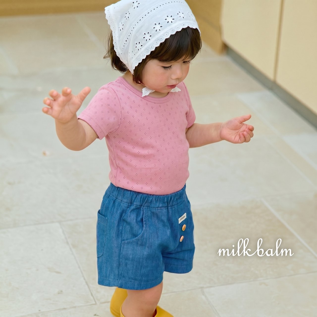 Eyelet Cross Back Short Sleeve Tee-milkbalm-2-4