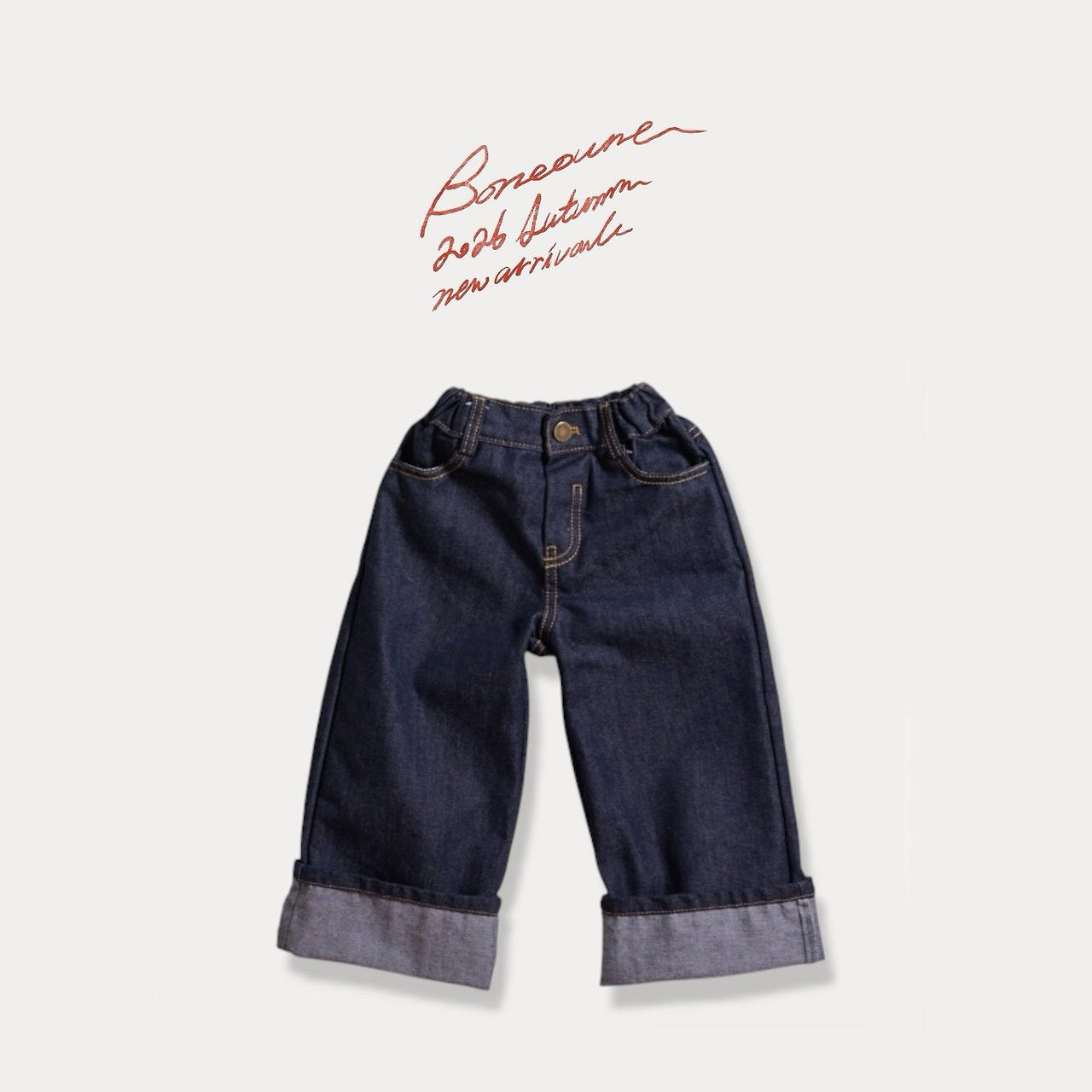 Wide Roll-Up Non-Fade Denim Pants-boneoune-20
