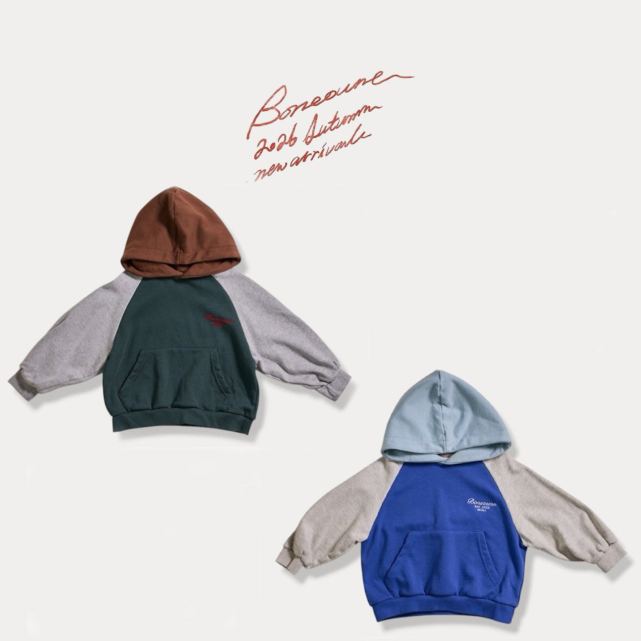Three-Color Color-Block Hoodie-boneoune-16