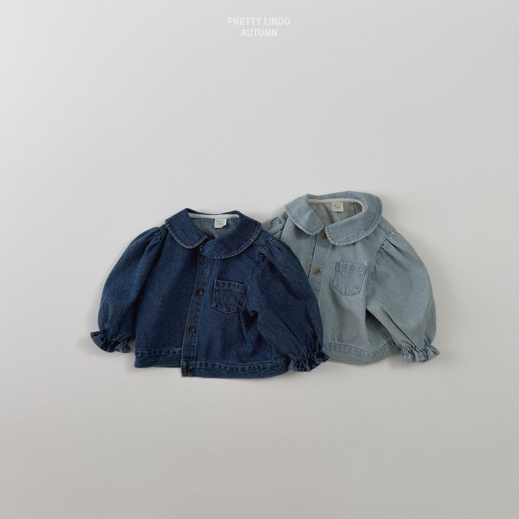 Round Collar Denim Jacket-LINDO-24