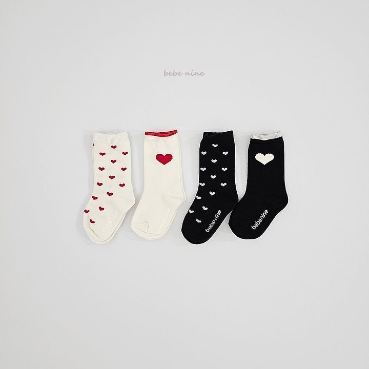 Nine Heart Knee Socks-bebenine-63