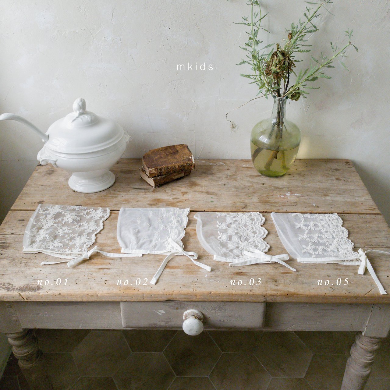Chocolat Lace Bonnet - MKIDS - 006