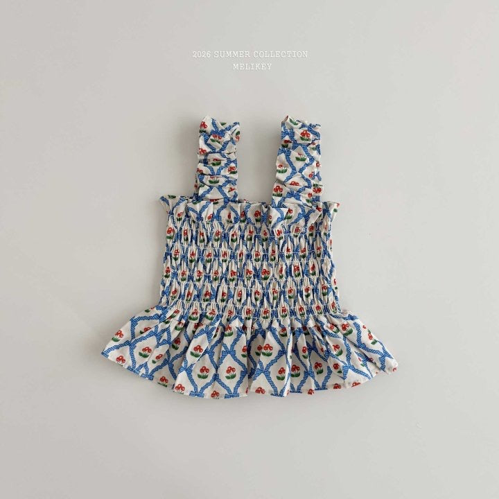 Cherry Ribbon Tucking Blouse-melikey-26