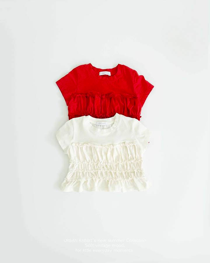 Frill Shirring Short Sleeve Tee-URBAN RABBIT-14