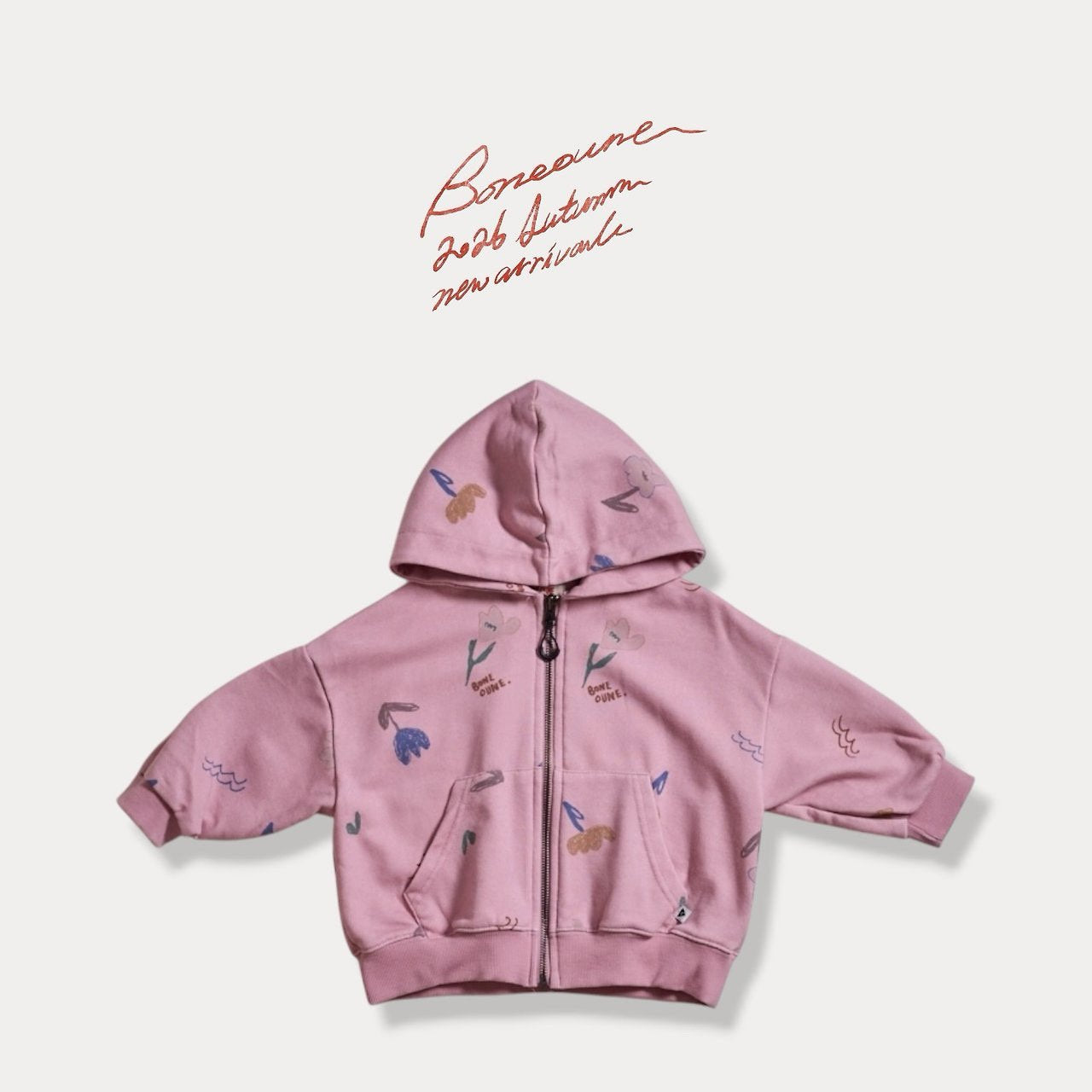Cello Flower Pigment Hooded Zip-Up-boneoune-55