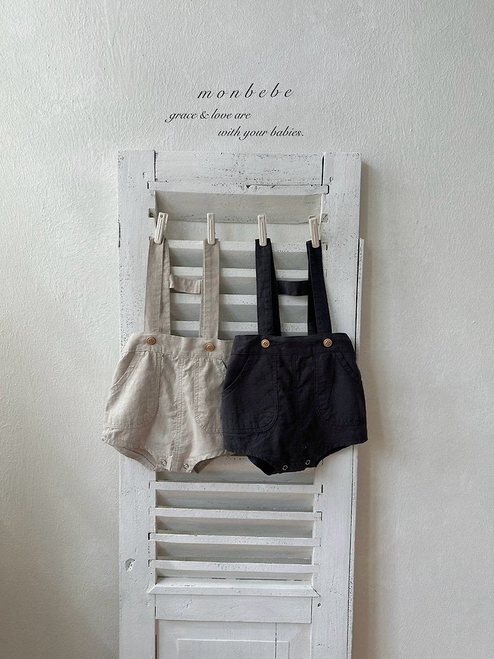 linen suspender shorts / monbebe -54