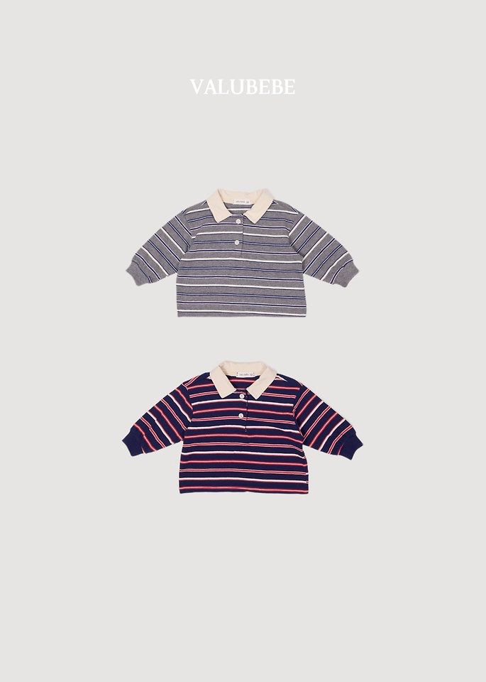 Milky Stripe Collar Tee - valubebe - 080