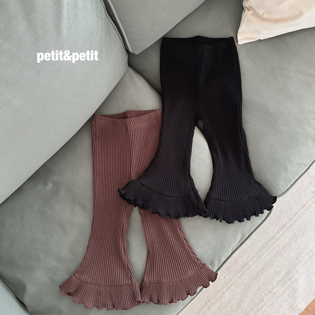 Fine Ribbed Bootcut Pants-petit petit-31