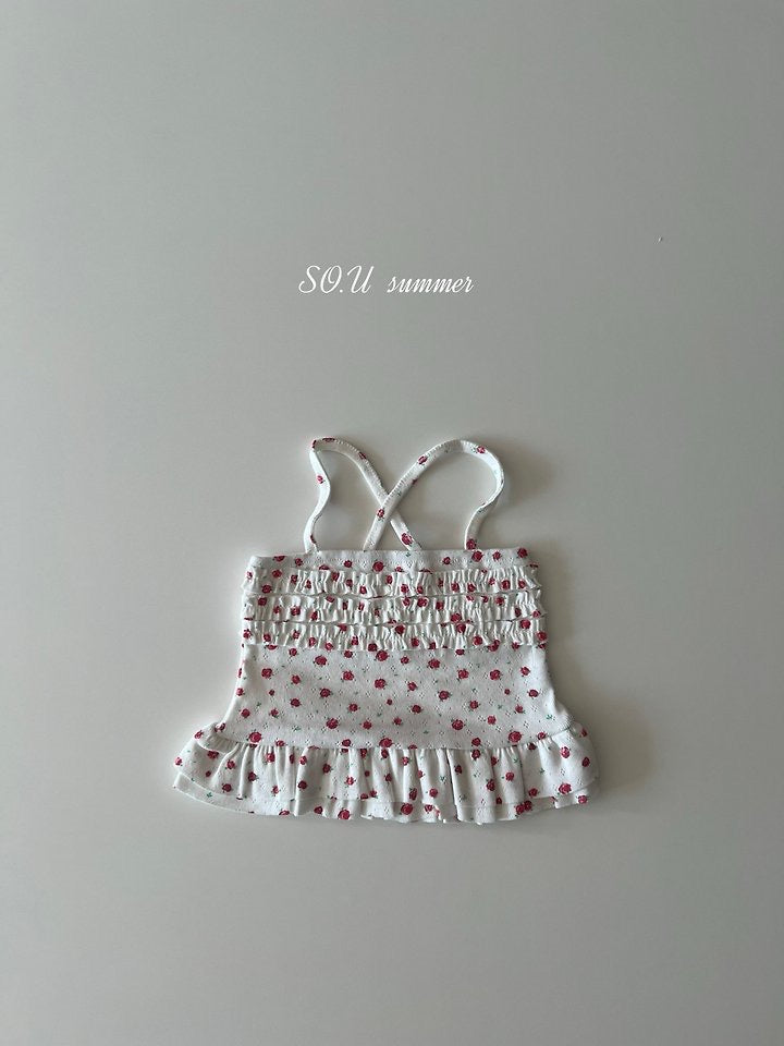 rose scrunchie strap sleeveless t-shirt-SO.U-25