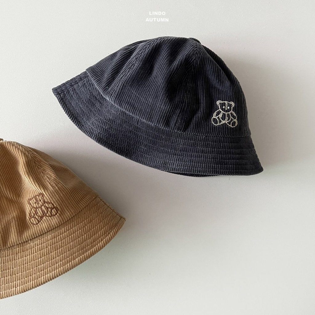 Teddy Bear Corduroy Bucket Hat-LINDO-42