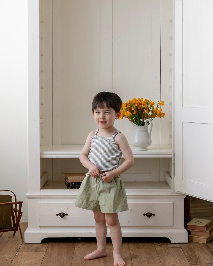 Bear Stripe Sleeveless Top - oatmeal - 25