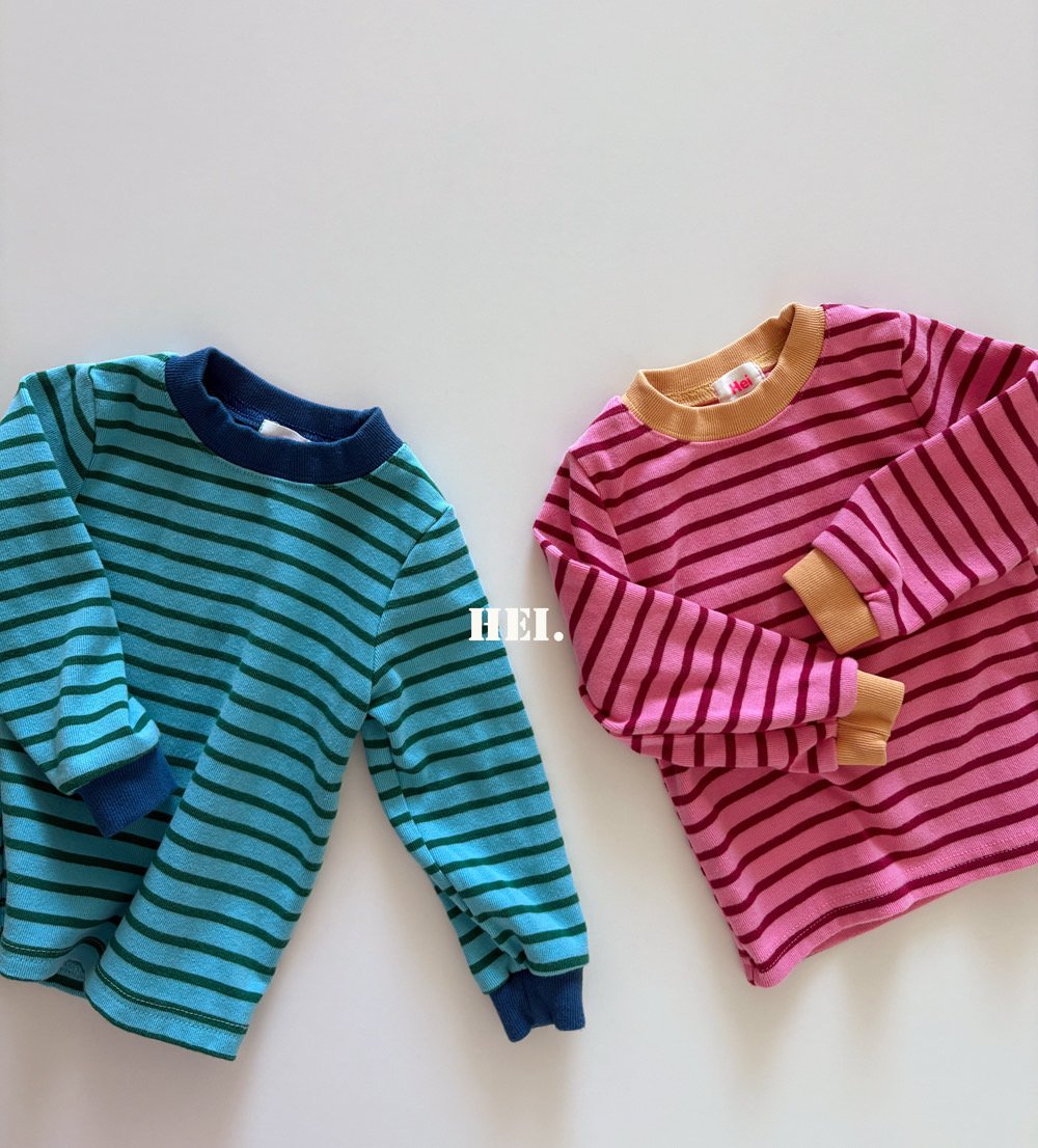 Stripe Matching T-Shirt-Hei-10