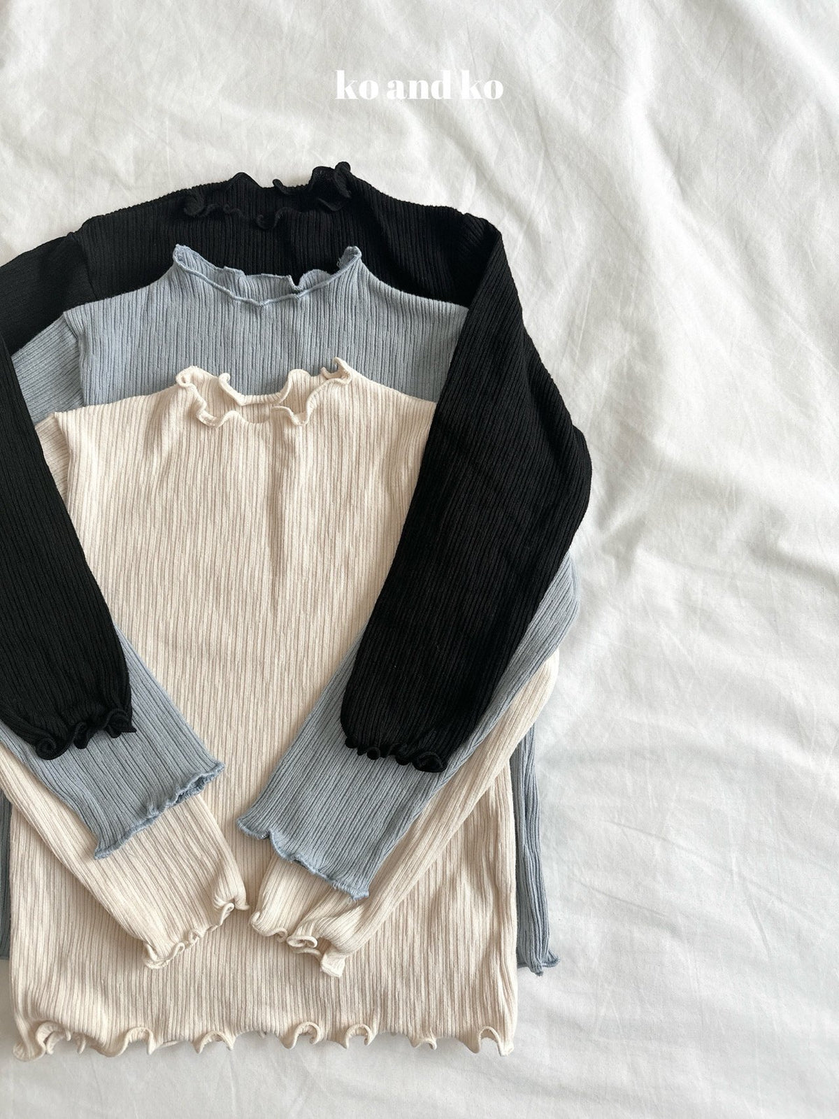 Lettuce-Edge Ribbed T-Shirt-ko and ko-1