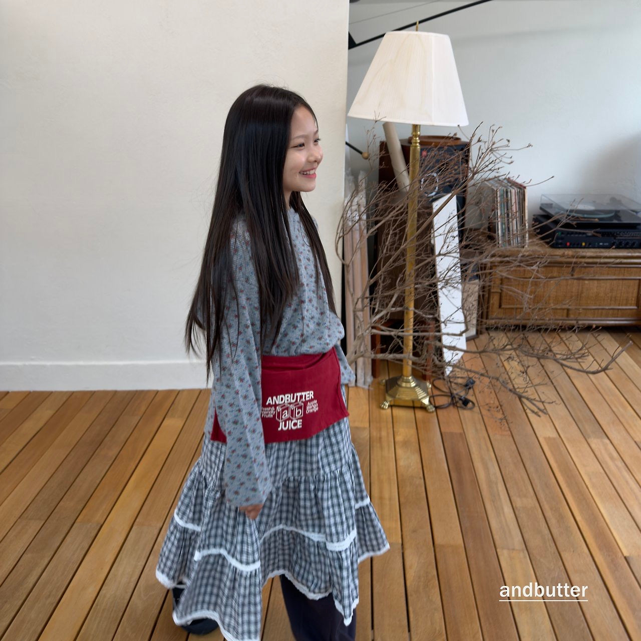 Check Tiered Skirt-and butter-6