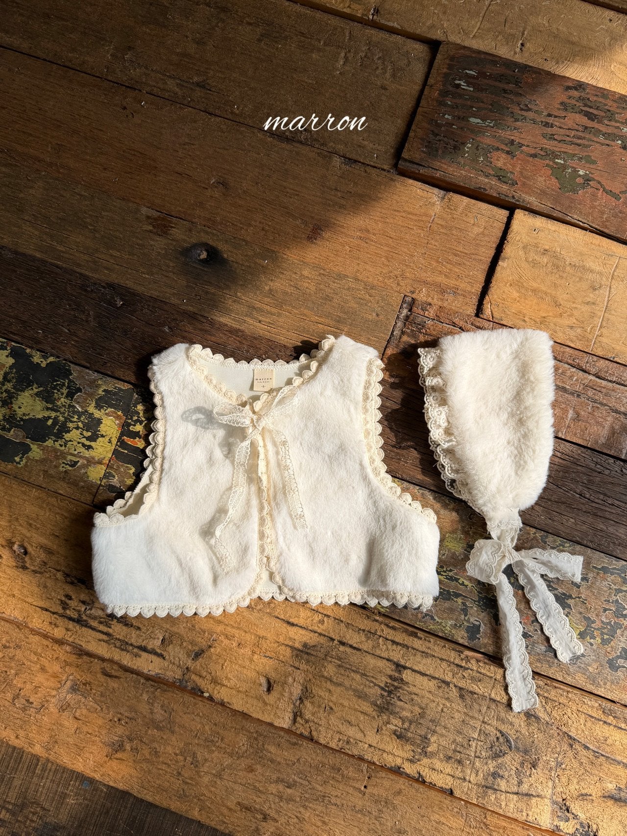Lace Fur Vest-Marron-54