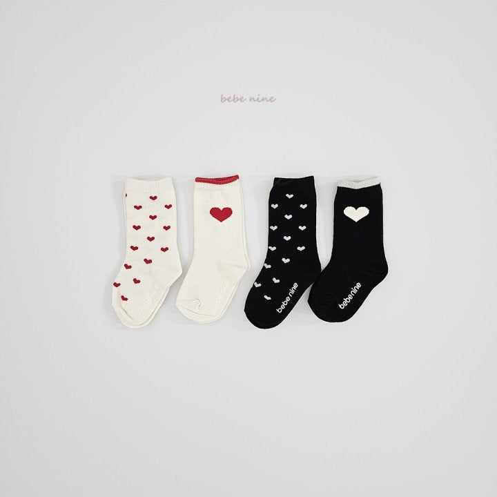 Nine Heart Knee Socks Set-bebenine-53